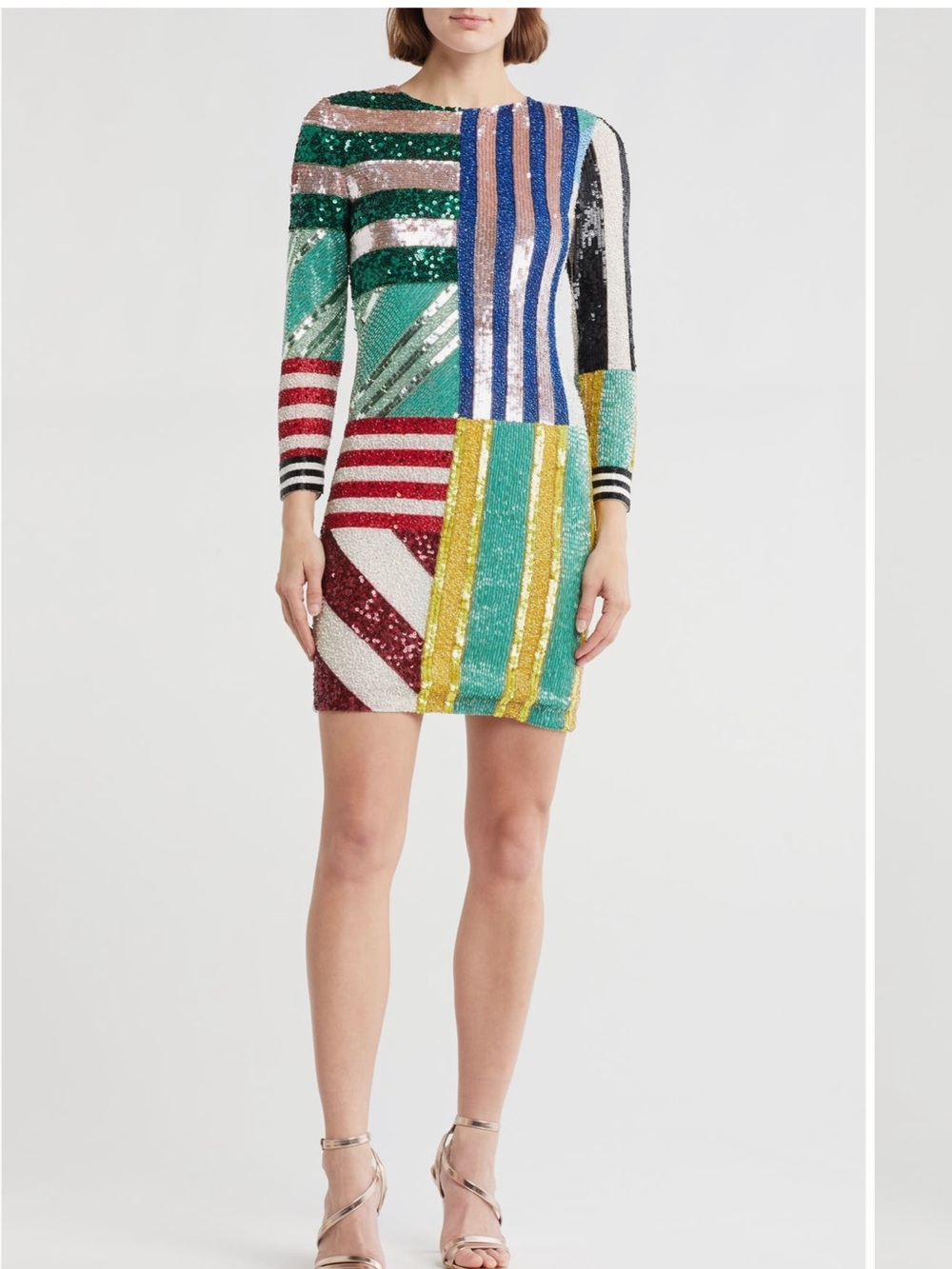 Alice + Olivia Multicolor Sequin Stripe Mini Dress